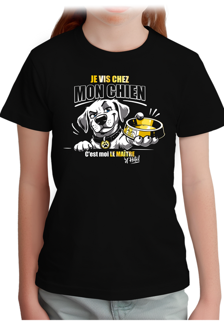 T-Shirt Fille Je vie chez mon chien