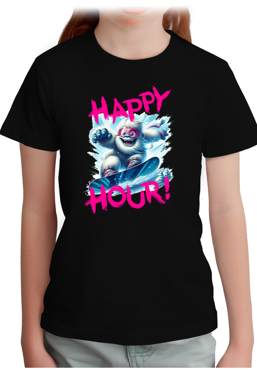 T-Shirt Fille Yeti snow en surf à la montagne