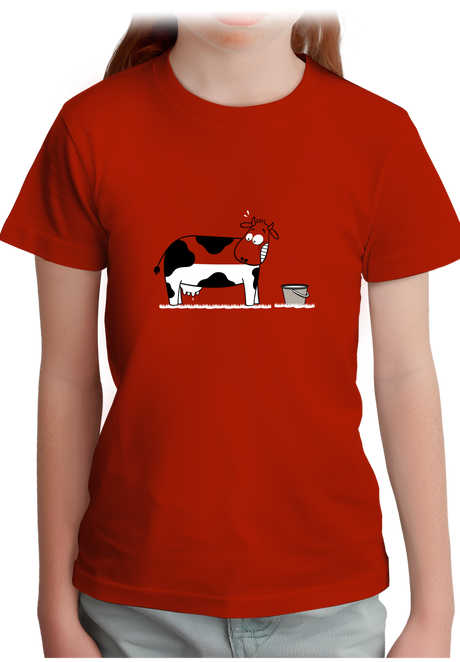 T-Shirt Fille Vache à moitié pleine de lait