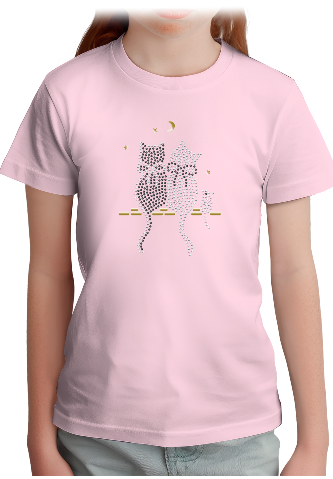 T-Shirt Fille Chat Souris Strass
