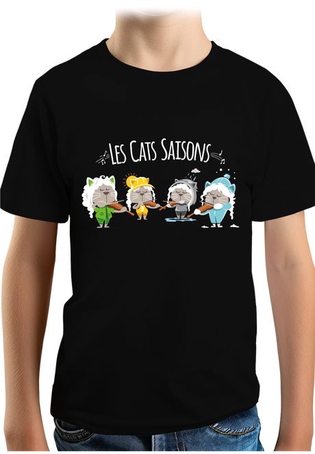 T-Shirt Garçon Les cats saisons