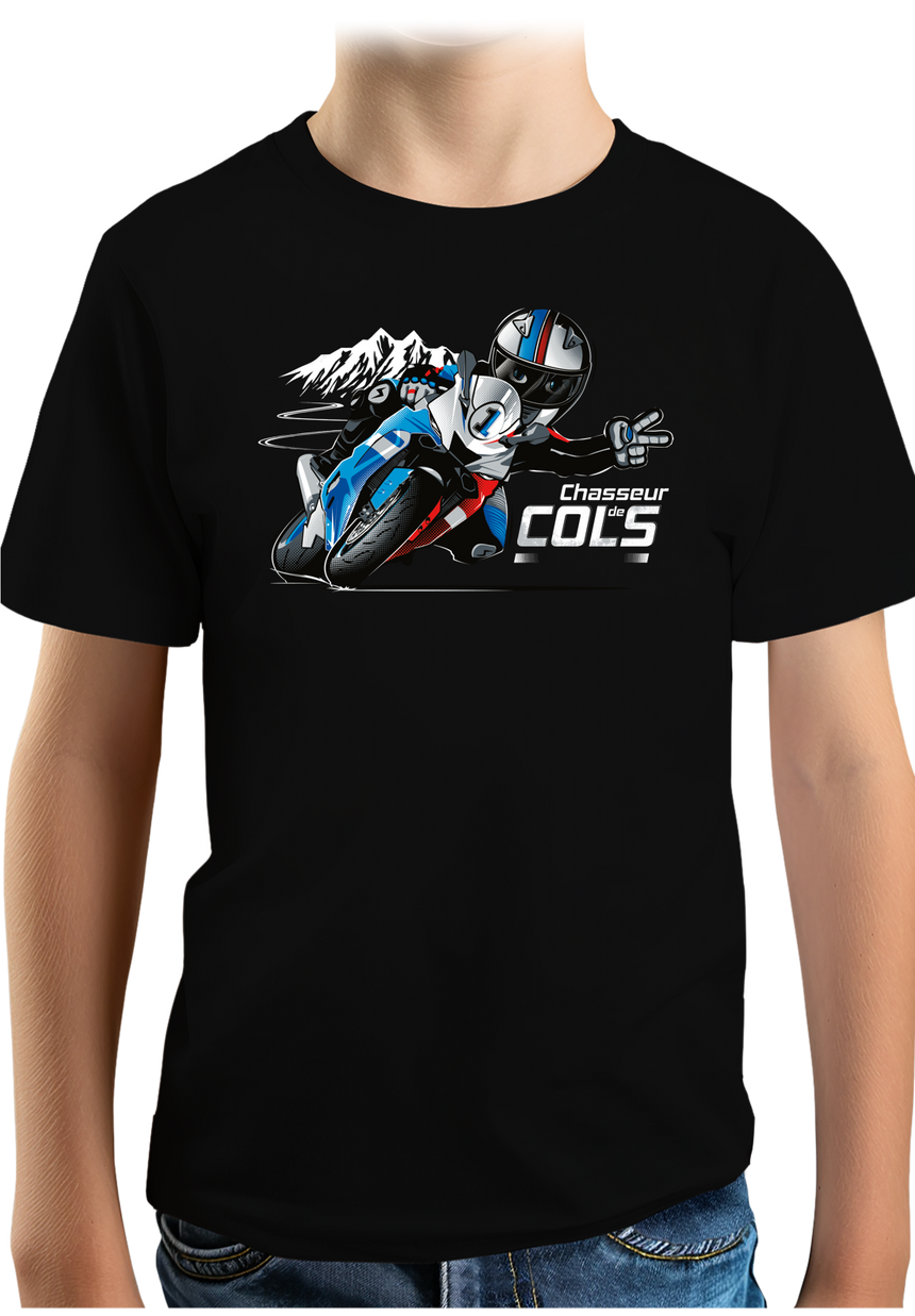 T-Shirt Garçon Chasseur de cols moto signe