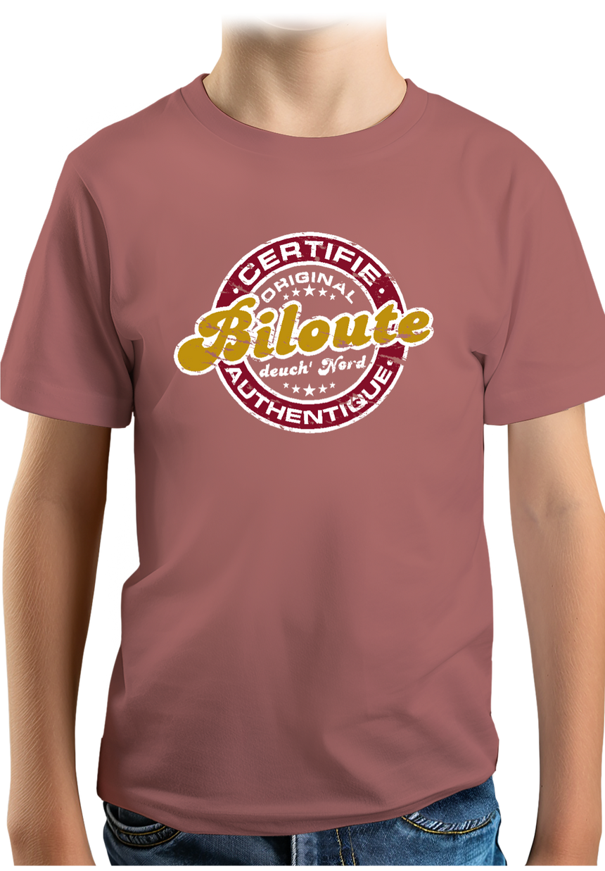 T-Shirt Garçon Certifié authentique biloute ch'ti