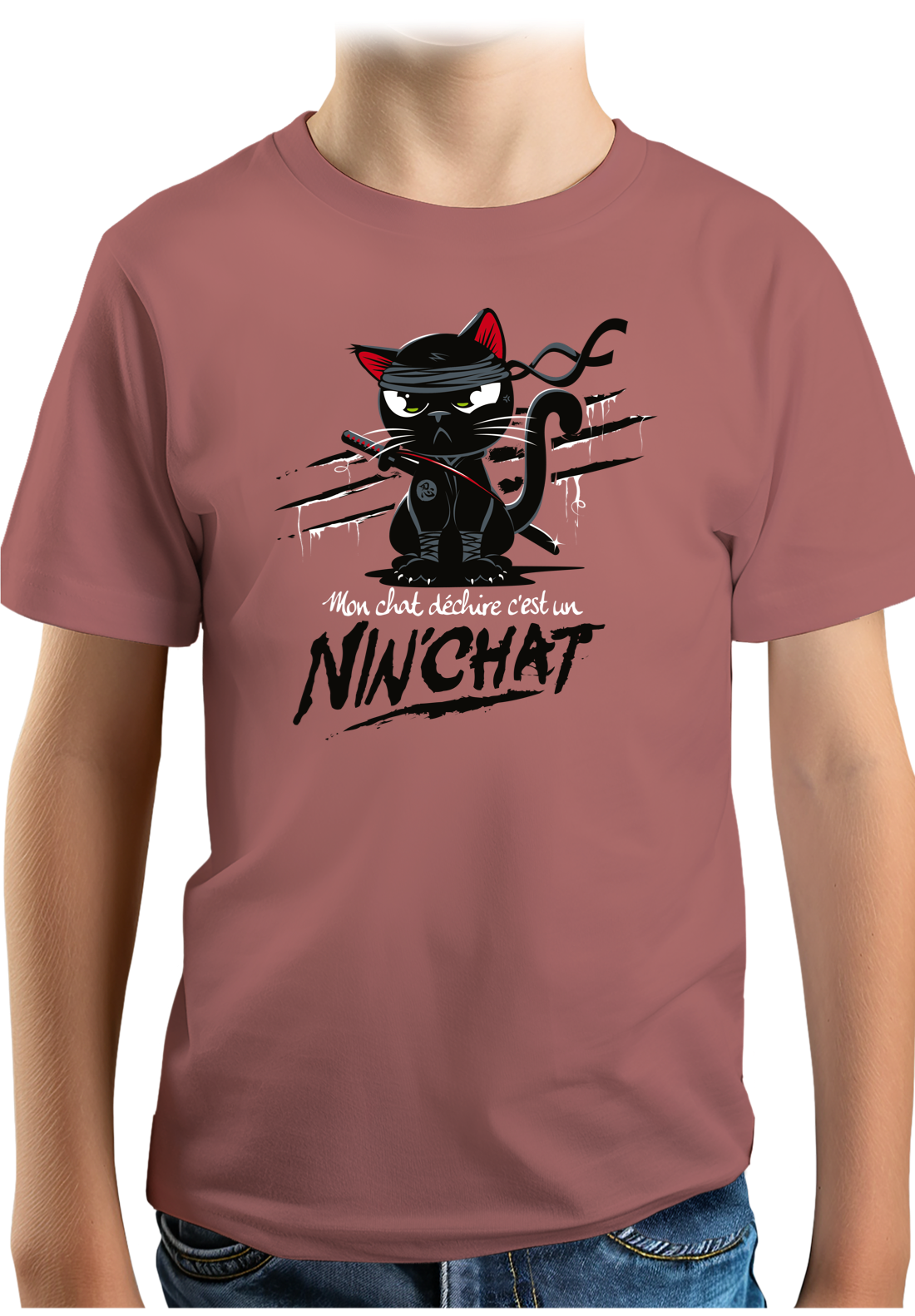 T-Shirt Garçon Mon chat déchire tout c'est un ninja