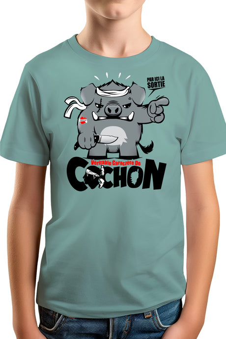 Tee-Shirt Garçon Veritable Caractere De Cochon