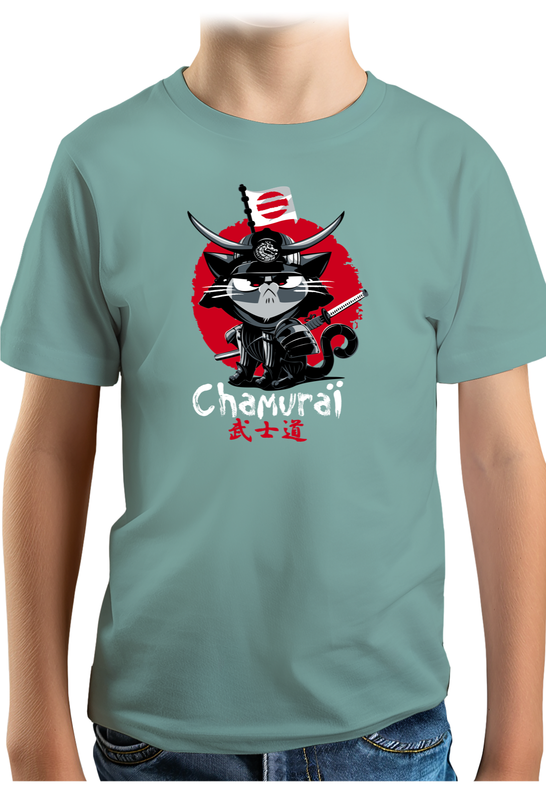 T-Shirt Garçon Chat en samouraï