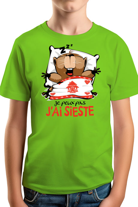 T-Shirt Garçon Je peux pas j'ai sieste marmotte