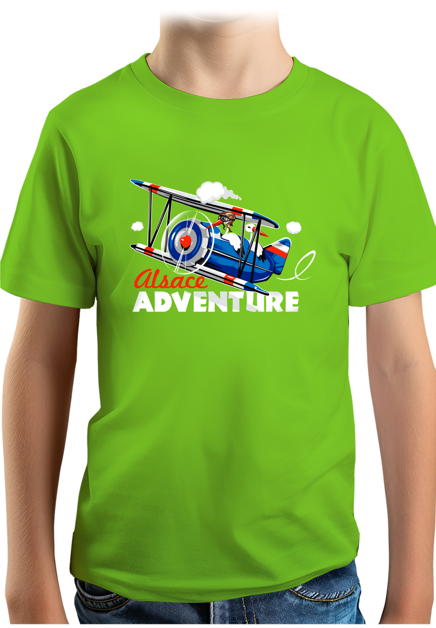 T-Shirt Garçon Cigogne dans l'avion en Alsace