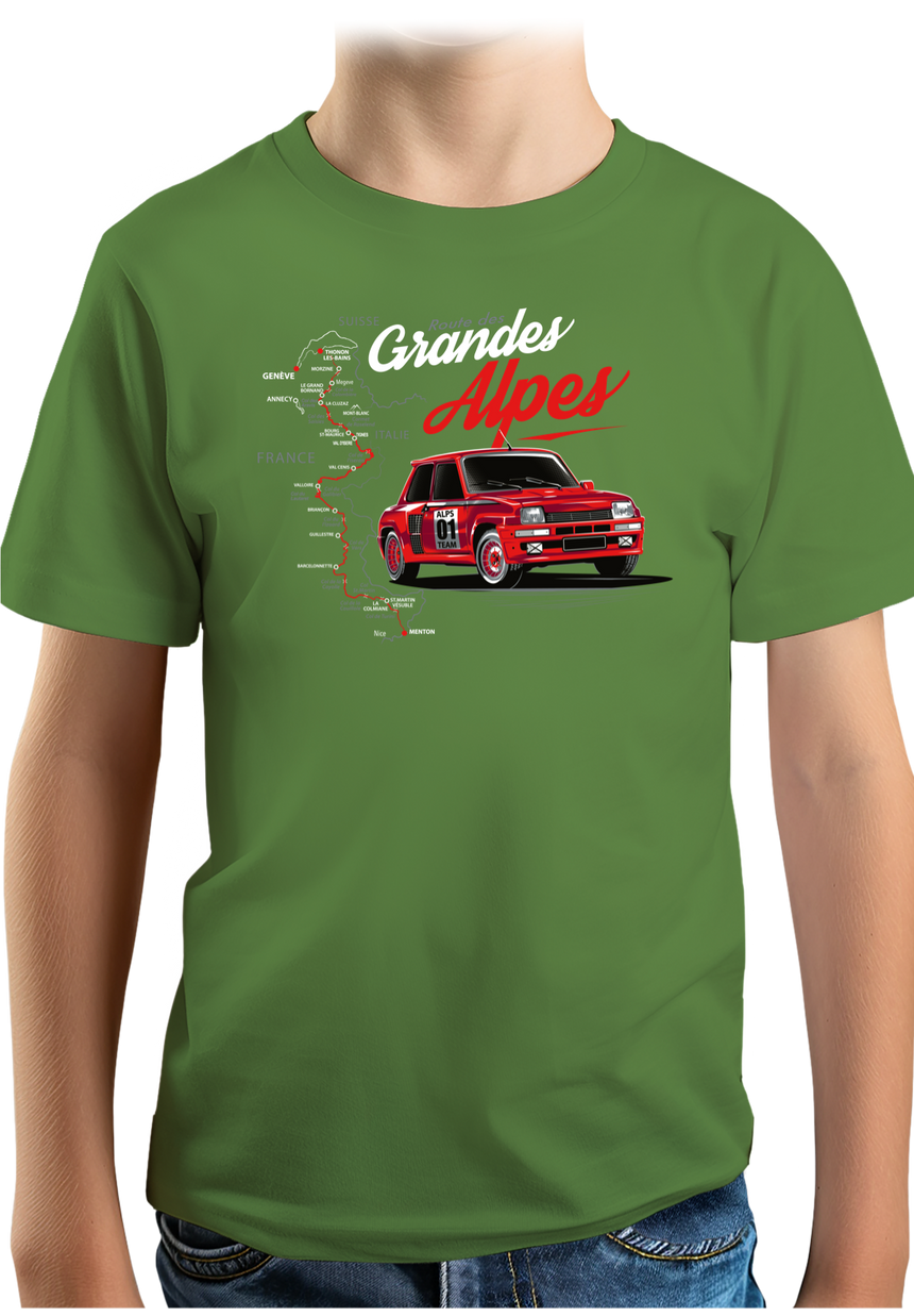 T-Shirt Garçon La route des grandes Alpes en voiture