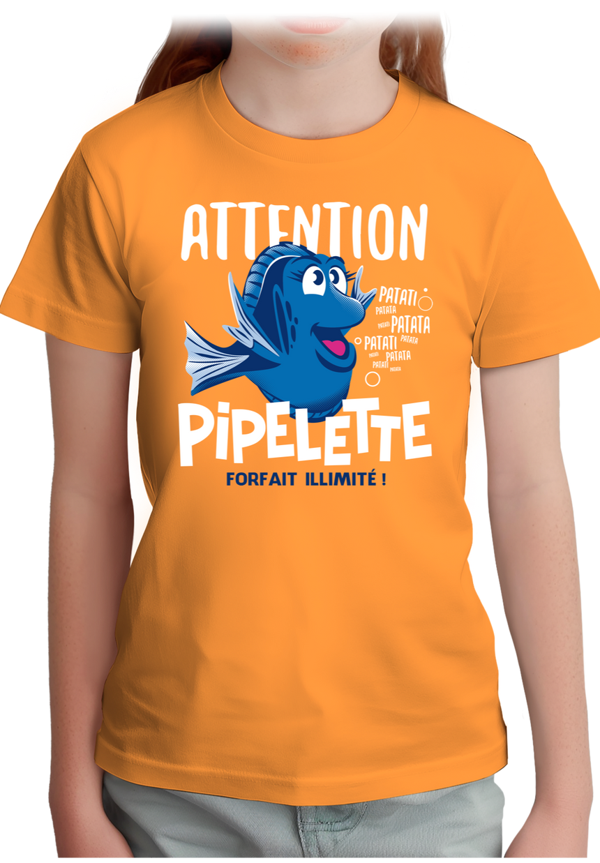 T-Shirt Fille Attention Dory poisson pipelette