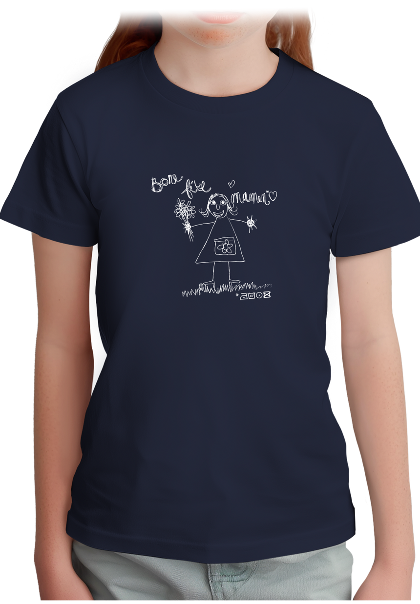 T-Shirt Fille Bone Fête Maman dessin d'enfant