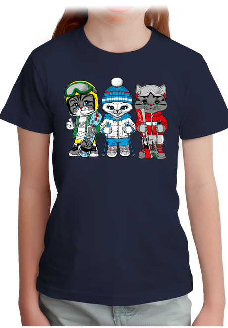 T-Shirt Fille Les chats au ski (recto/verso)