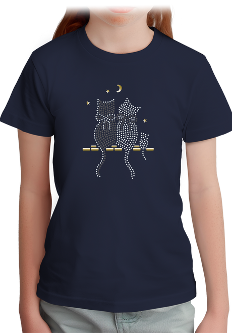 T-Shirt Fille Chat Souris Strass