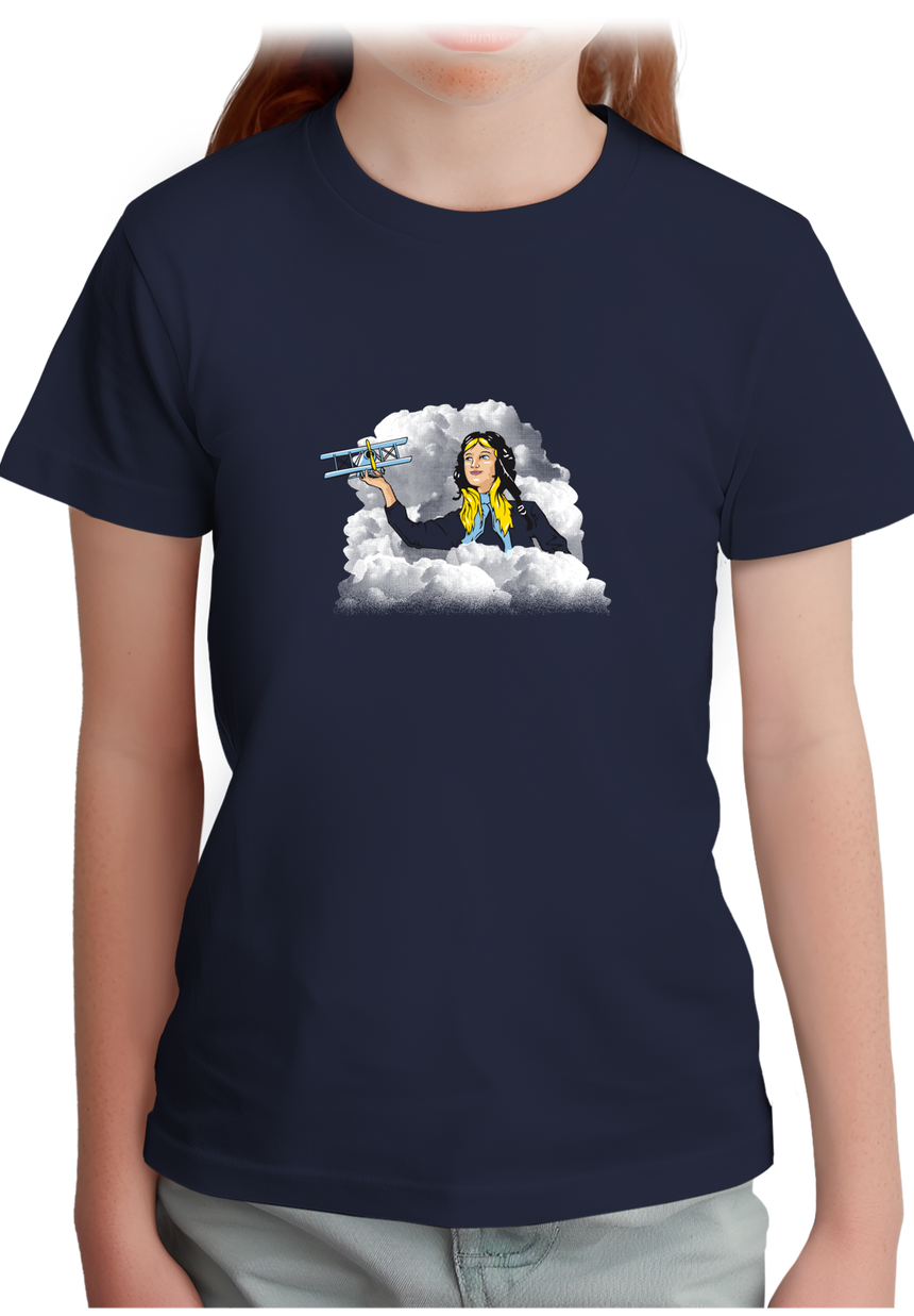 T-Shirt Fille Avion Bleu fillette