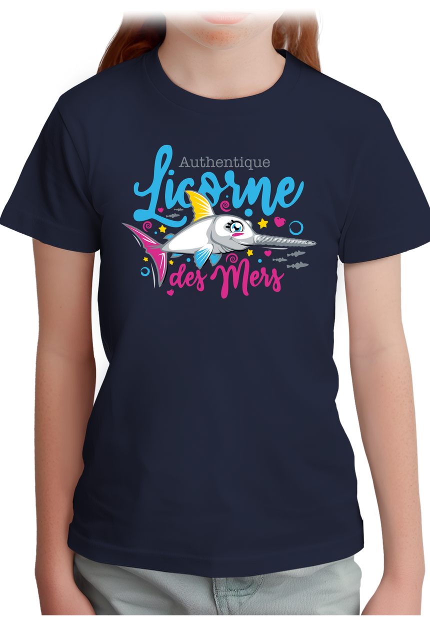 T-Shirt Fille Authentique licorne des mers
