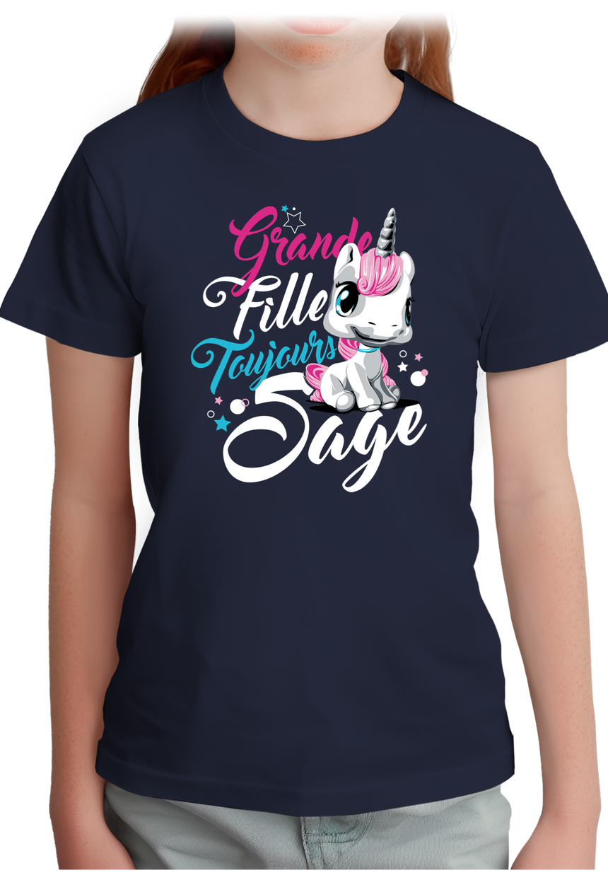 T-Shirt Fille Licorne toujours sage