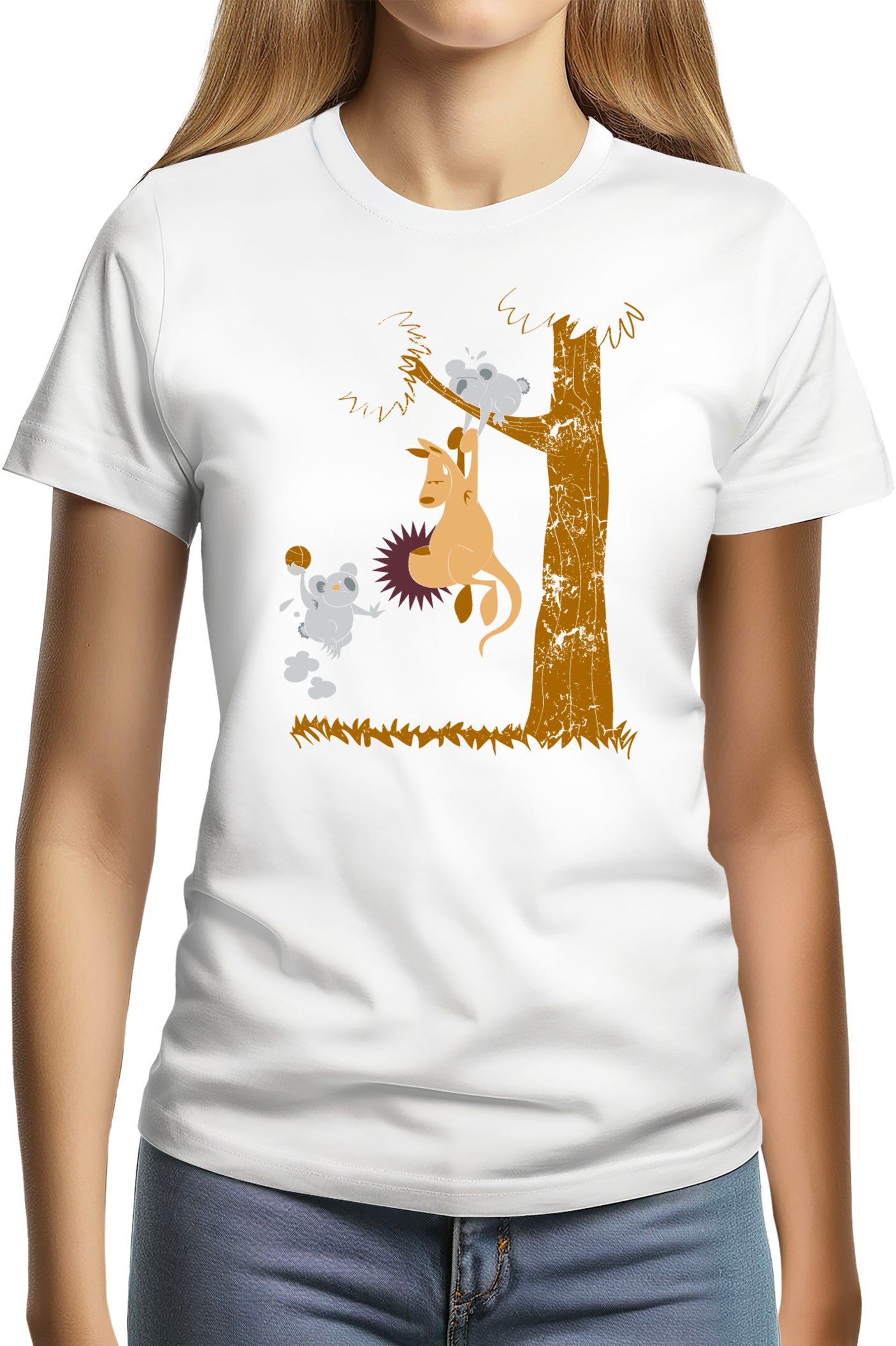 Tee-Shirt Femme Basket kangourou et koala