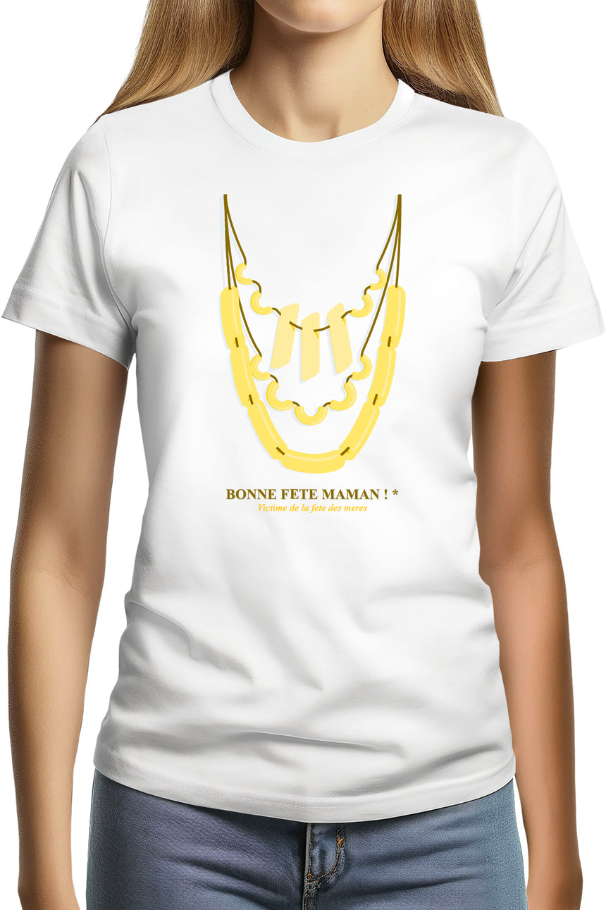 T-Shirt Femme Collier de pâtes bonne fête maman
