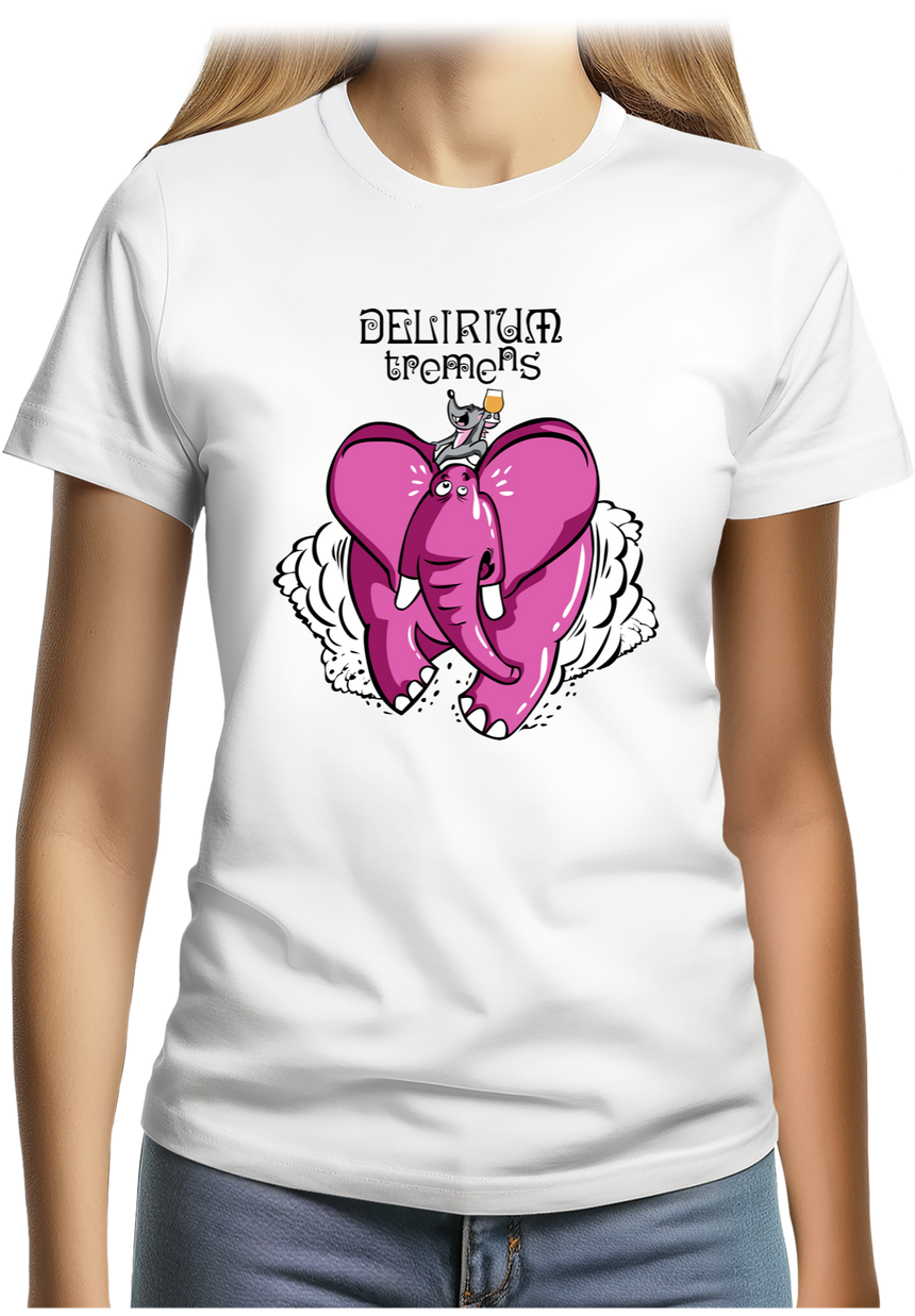 T-Shirt Femme Delirium tremens - Éléphant rose bière