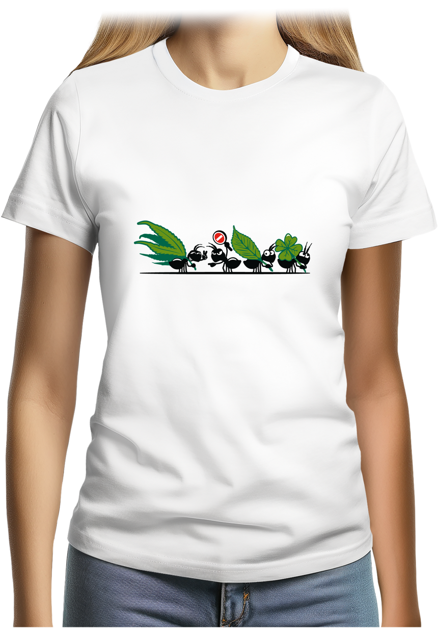 T-Shirt Femme Fourmis adicte à l'herbe