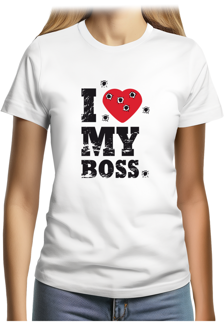 T-Shirt Femme I Love My Boss cible de tire