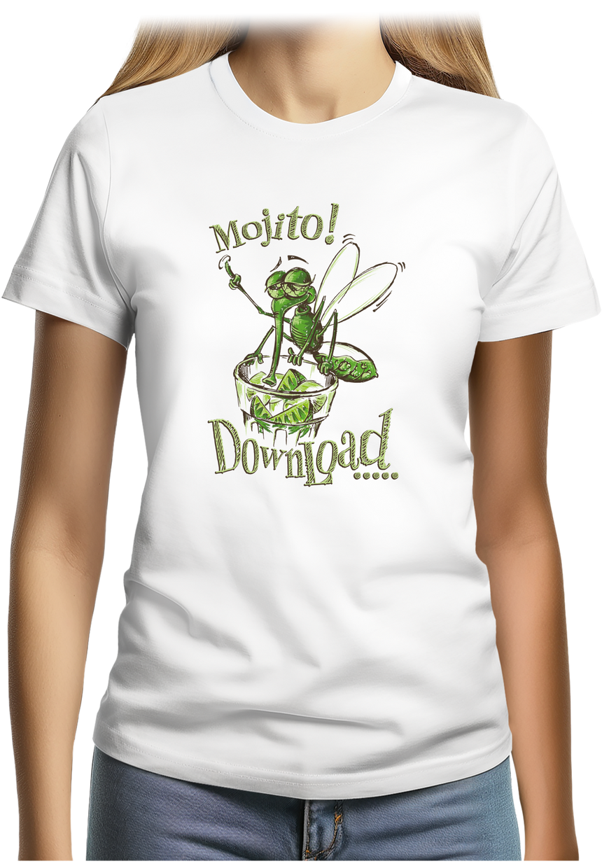 T-Shirt Femme Alcool, moustique boit le mojito