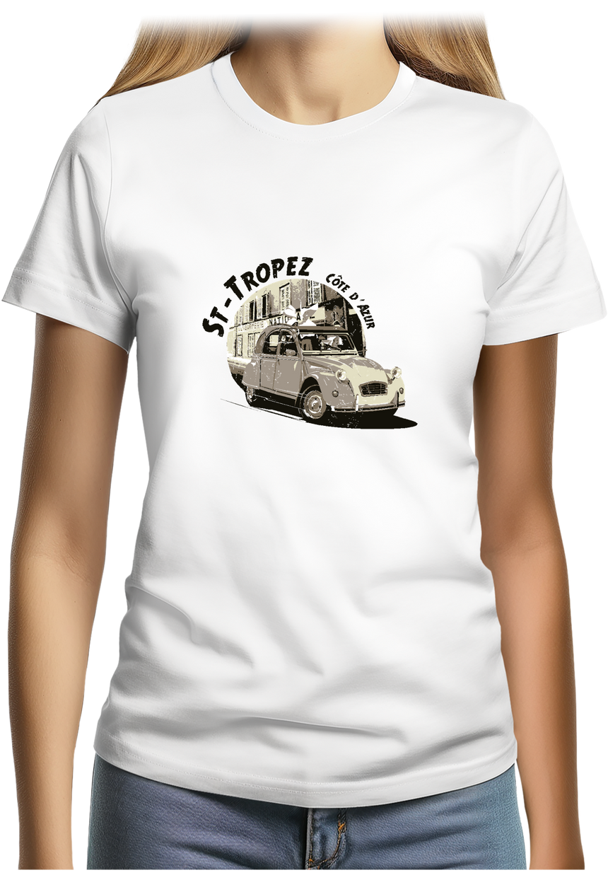 T-Shirt Femme Voiture 2CV St Tropez