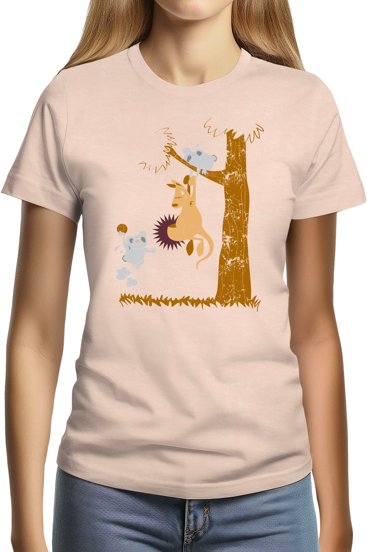 Tee-Shirt Femme Basket kangourou et koala