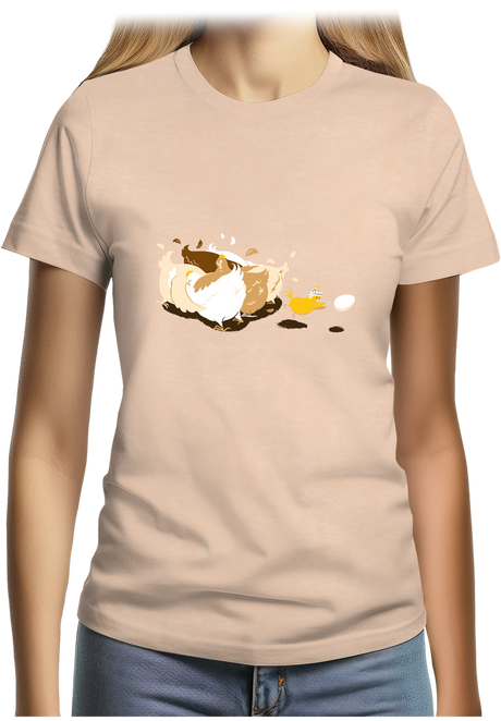 T-Shirt Femme Poule et poussin qui jouent au rugby