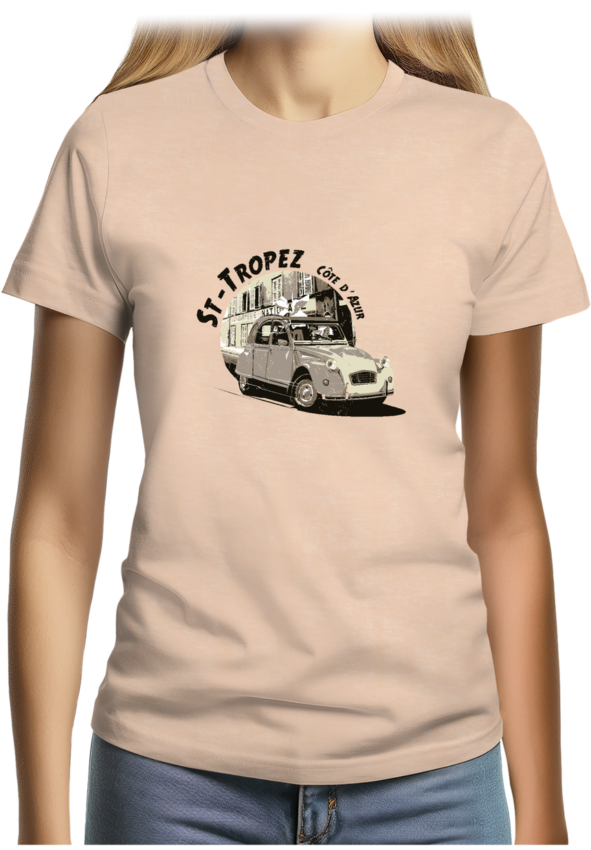 T-Shirt Femme Voiture 2CV St Tropez