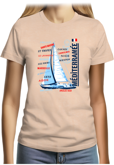 T-Shirt Femme Voilier cote méditerranée