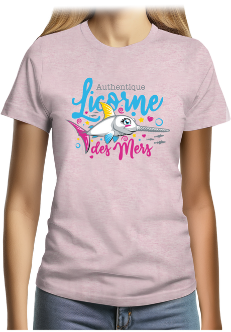 T-Shirt Femme Authentique licorne des mers