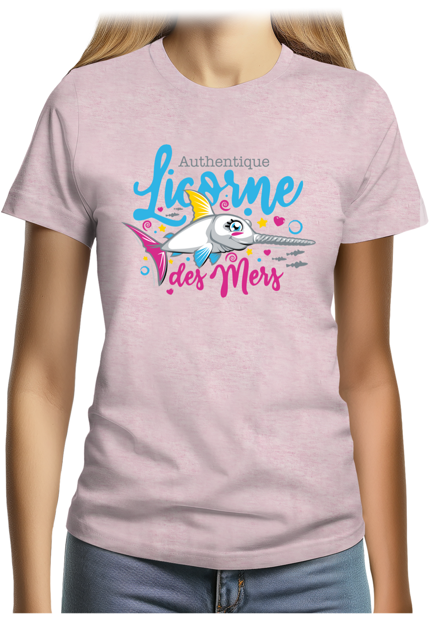 T-Shirt Femme Authentique licorne des mers