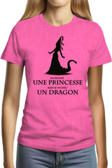 Tee-Shirt Femme D'epouser une princesse à vivre avec un Dragon