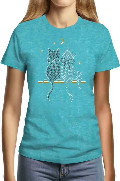 Tee-Shirt Femme Chat Souris Strass