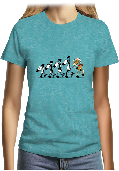 T-Shirt Femme Fin de cavale zèbre et cheval