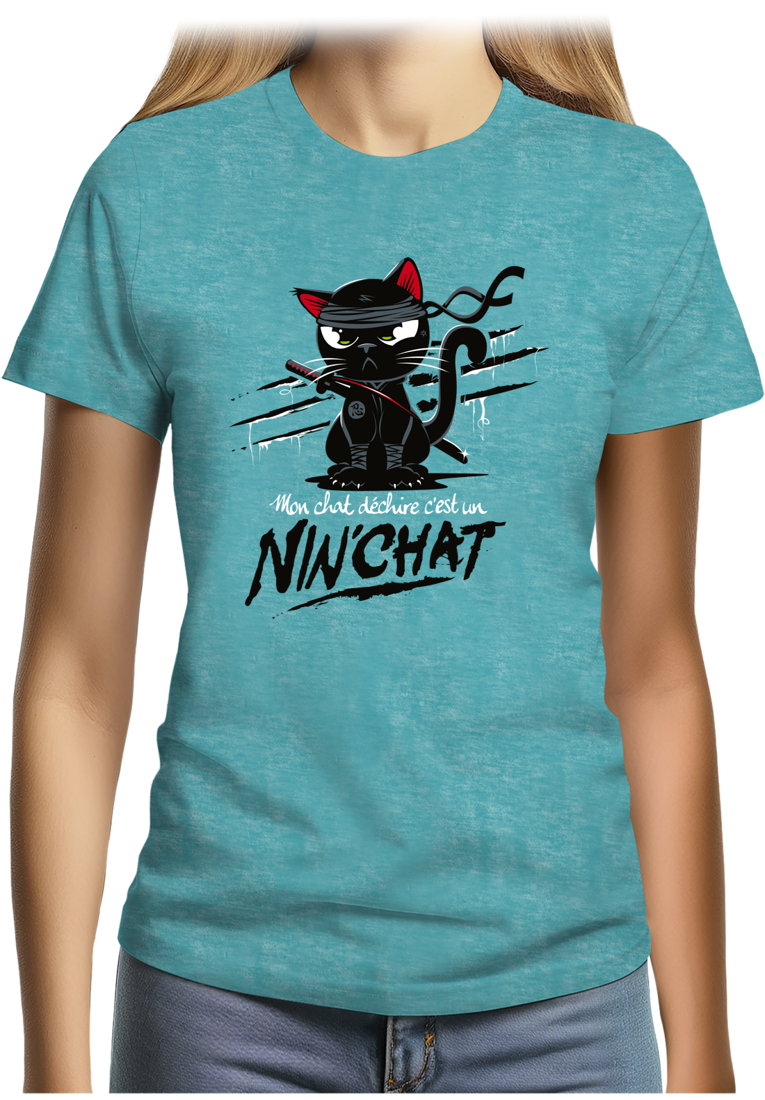 T-Shirt Femme Mon chat déchire tout c'est un ninja