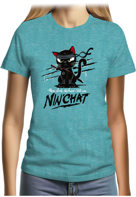 T-Shirt Femme Mon chat déchire tout c'est un ninja