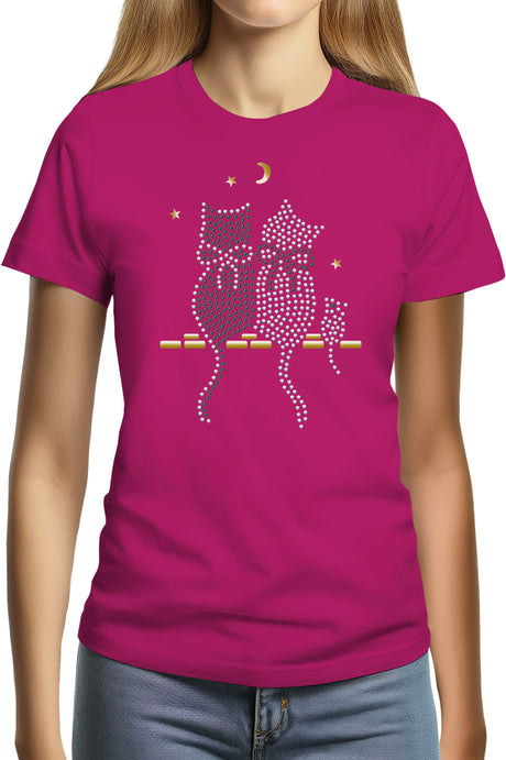 Tee-Shirt Femme Chat Souris Strass