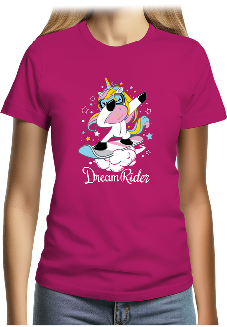T-Shirt Femme Licorne en surf qui dab