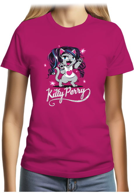 T-Shirt Femme Chat parodie de la chanteuse avec paillette