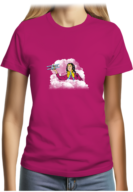 T-Shirt Femme Avion Bleu fillette