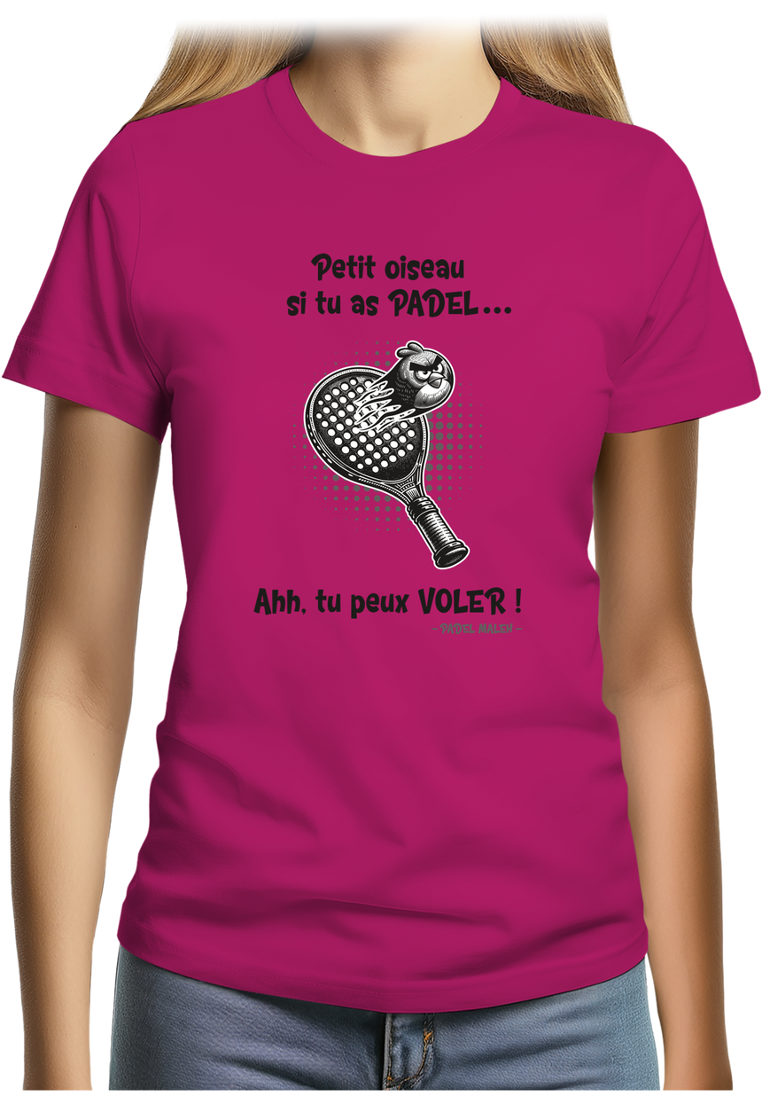 T-Shirt Femme Padel avec l'oiseau énervé