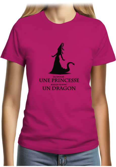 T-Shirt Femme J'ai épouser une princesse mais je vis avec un dragon