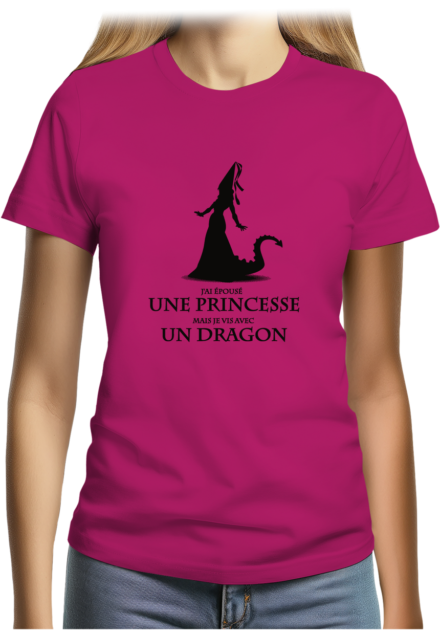 T-Shirt Femme J'ai épouser une princesse mais je vis avec un dragon