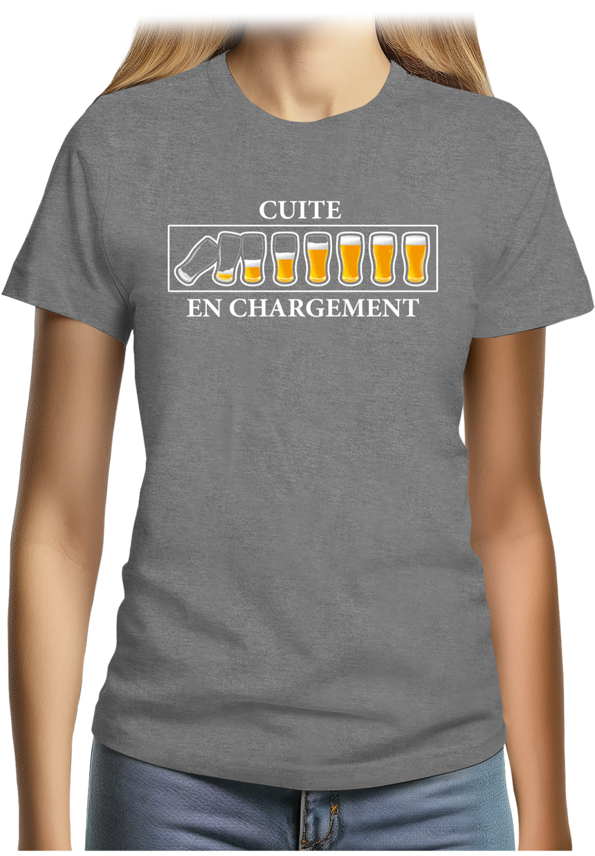 T-Shirt Femme Alcool, Cuite en chargement avec de la bière