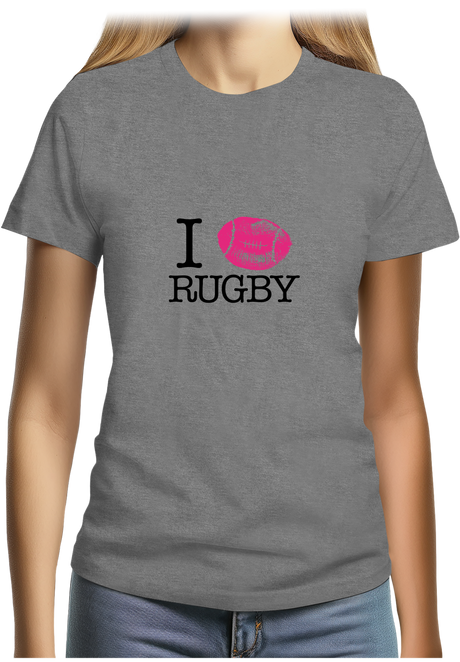 T-Shirt Femme I love rugby