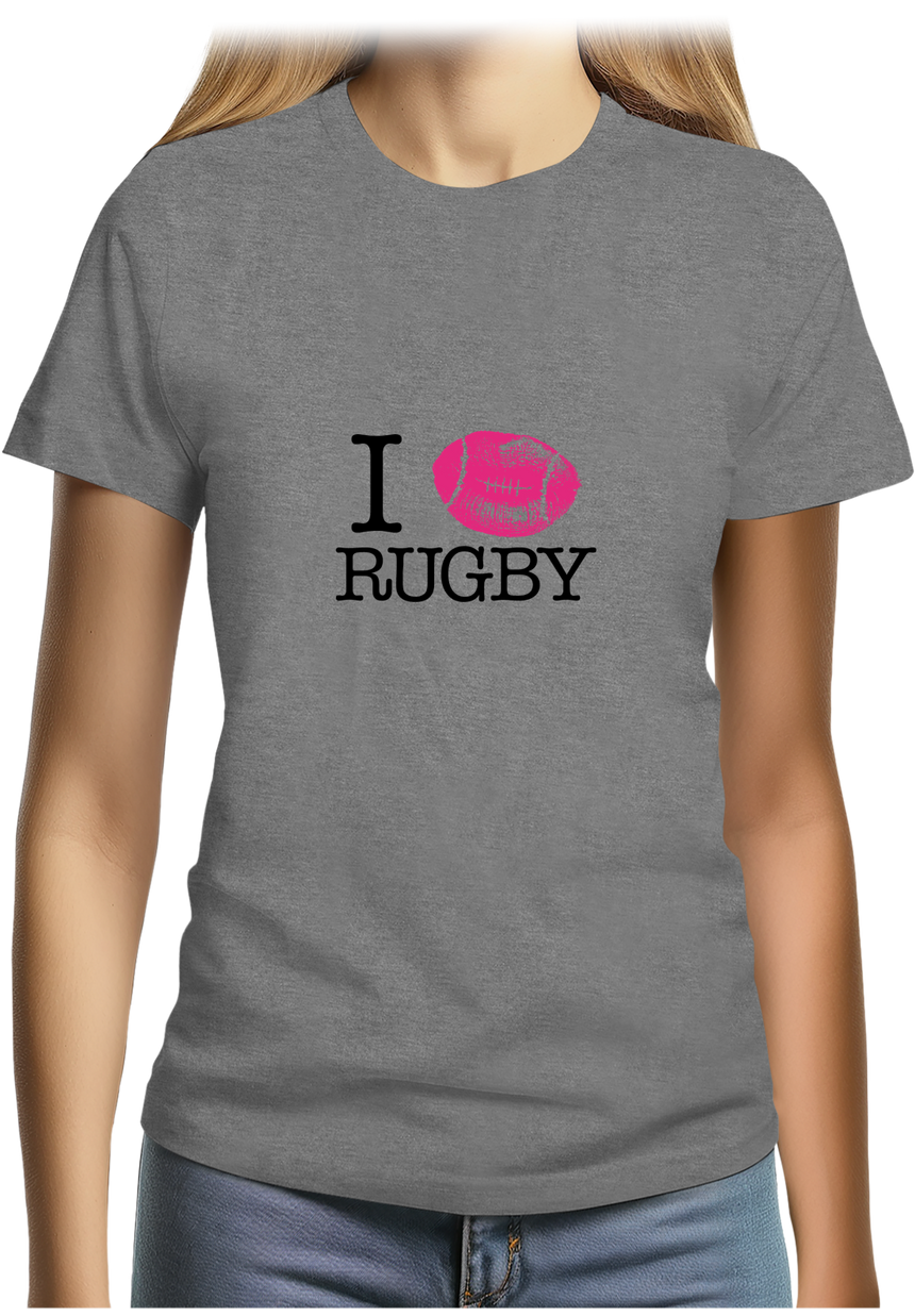 T-Shirt Femme I love rugby