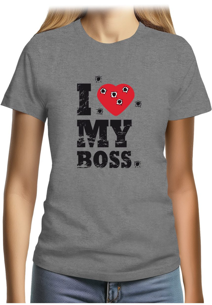 T-Shirt Femme I Love My Boss cible de tire