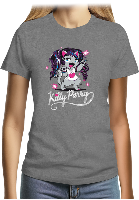 T-Shirt Femme Chat parodie de la chanteuse avec paillette
